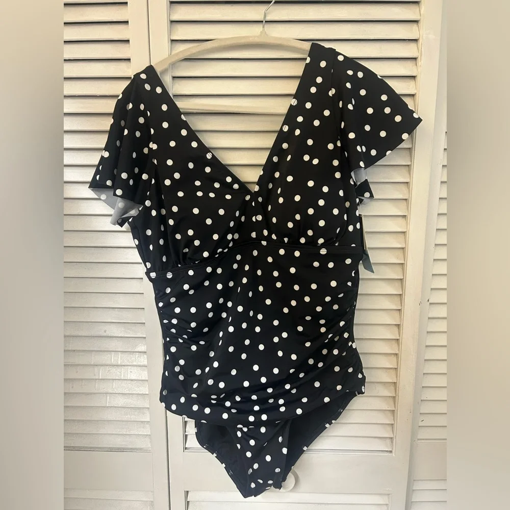 Swim Solutions Polka Dot‎ Swimsuit Size 16